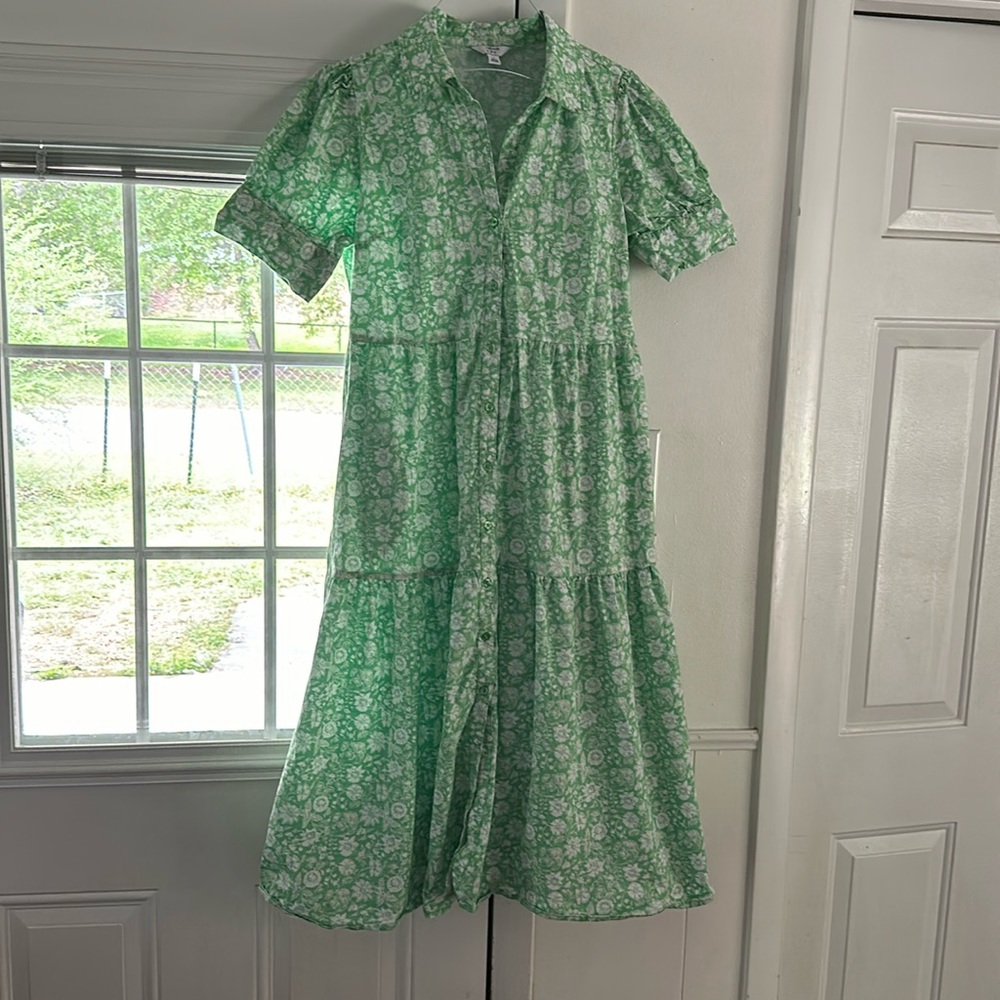Green Floral Midi Dress